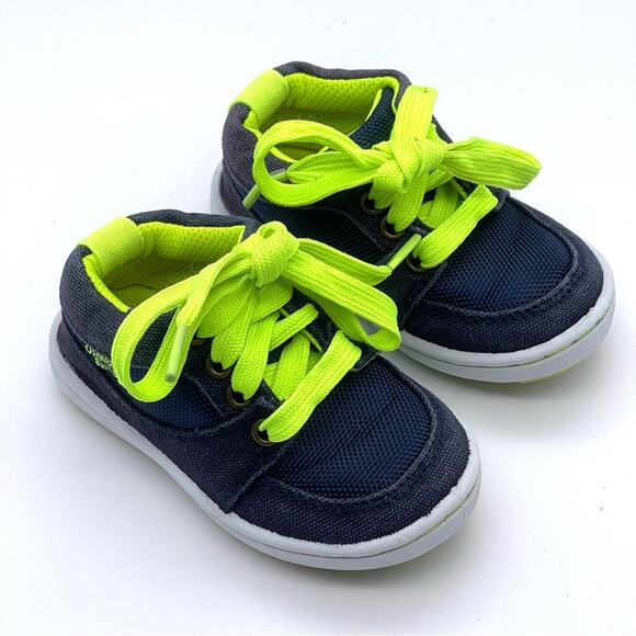 OshKosh B'gosh Other - OshKosh B'gosh Thomas2 Navy Sneakers w/ Neon Green Accents & Laces - Size 6